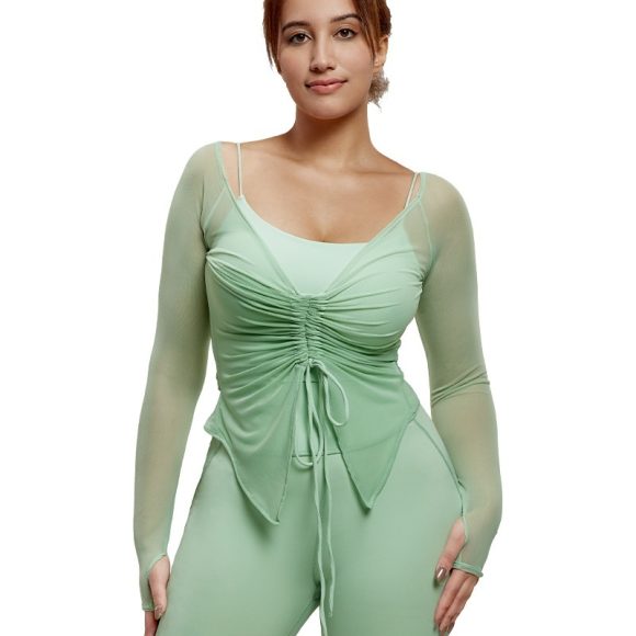 Plus Size Yoga Wear Blouse Long Sleeve Fat Top - Image 4