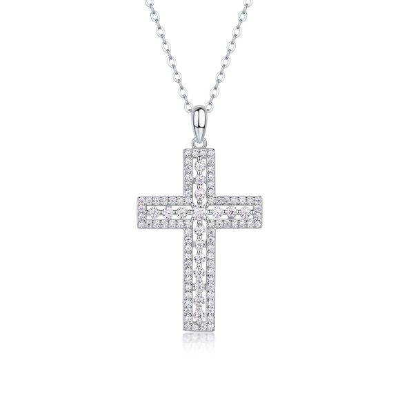 Shelter Luxury Fashion Diamond Pendant Necklace Set With Mosan Diamond Silver Ornaments