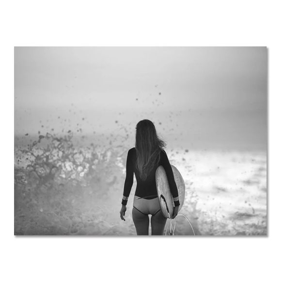 Nordic Modern Black And White Seaside Landscape Holiday Surfing Background Wall Poster Frameless Painting - Image 9