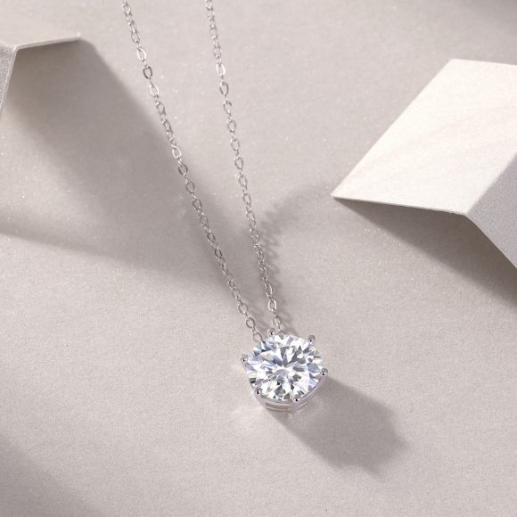 Afternoon Rose Luxury Fashion Diamond Pendant Necklace Set With Mosan Diamond Silver Ornaments - Image 4