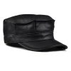 Autumn And Winter Men's Genuine Leather Octagonal Cap - Image 3
