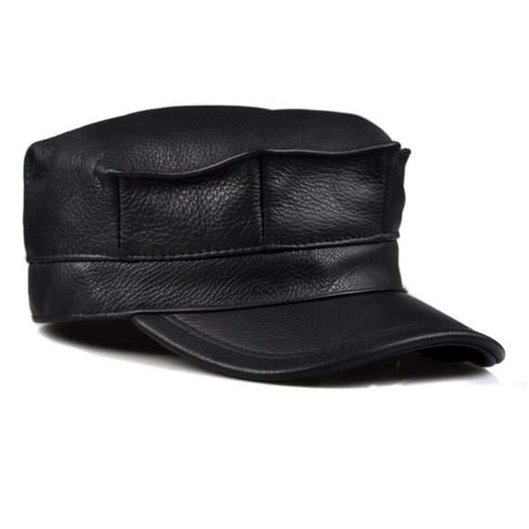 Autumn And Winter Men's Genuine Leather Octagonal Cap - Image 3