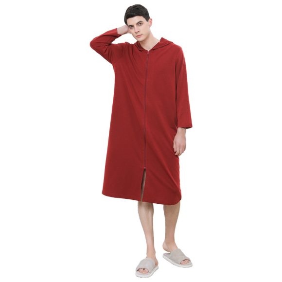 Zipper Bathrobe Couple Hooded Nightgown Thin Pajamas - Image 6