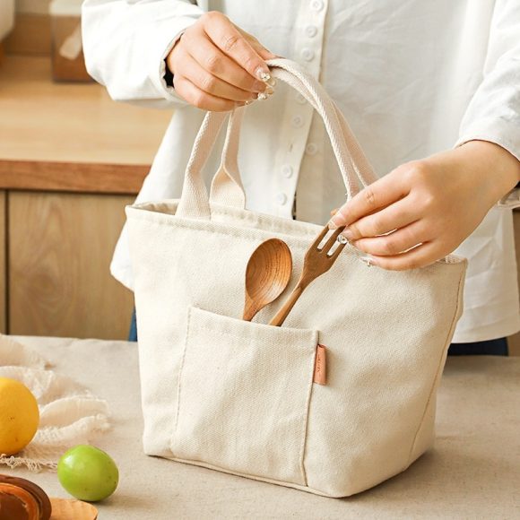 Thick Aluminum Foil Canvas Student Office Worker Lunch Bag