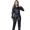 Women's Street Fashion Black PU Leather Urban Casual Shirt - Image 8