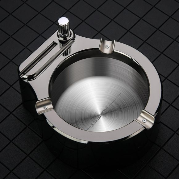 Large Cigarette Ashtray With Permanent Match Lighter Fancy Metal Ash Tray Set For Weed Cool Ashtrays For Cigars Outdoor Indoor Decor In Home Office - Image 5