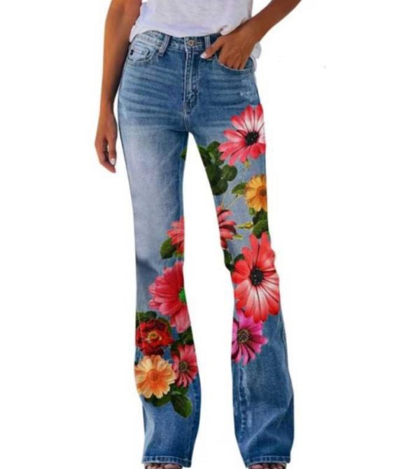 Women's Printed Polyester Jeans - Image 4