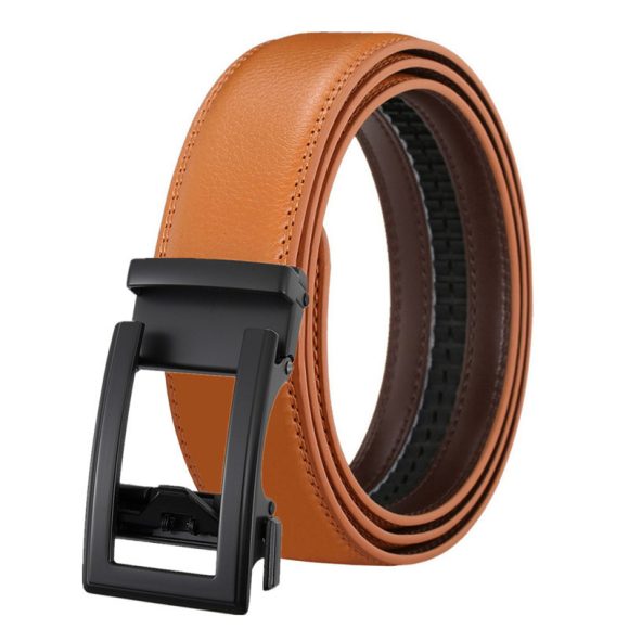 Men's Leather Belt Automatic Buckle Two-layer Cowhide Hollow - Image 5