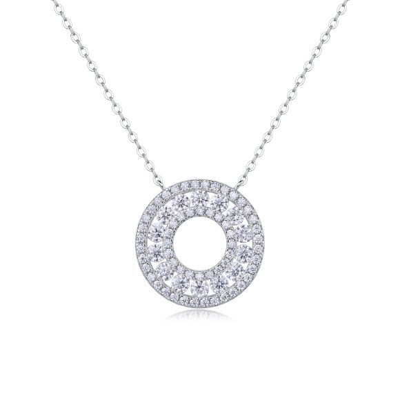 Reciprocating Luxury Fashion Diamond Pendant Necklace Set With Mosan Diamond Silver Ornaments