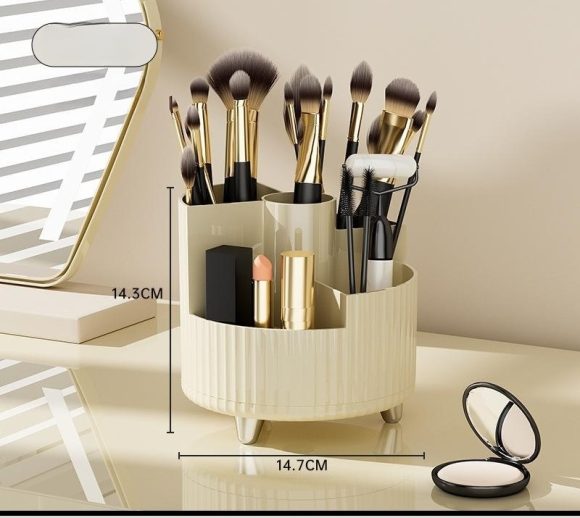 Cosmetics Storage Box Rotating Pen Holder Dresser Table Large Capacity Makeup Brush Lipstick Eye Shadow Puff Storage Rack - Image 9