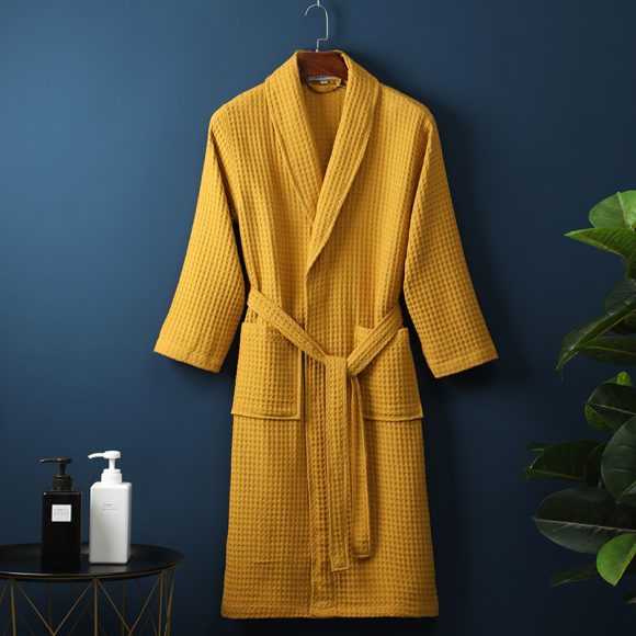 Pure Cotton Bathrobe Long Waffle All Cotton Nightgown - Image 10