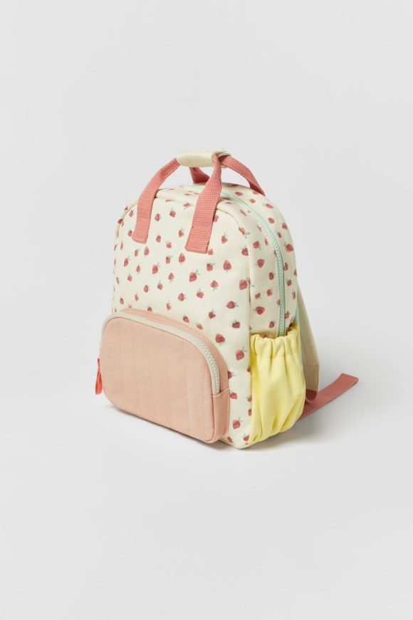 New Cotton Canvas Dopamine Strawberry Multicolor Printing Cute Children Backpack Schoolbag - Image 8