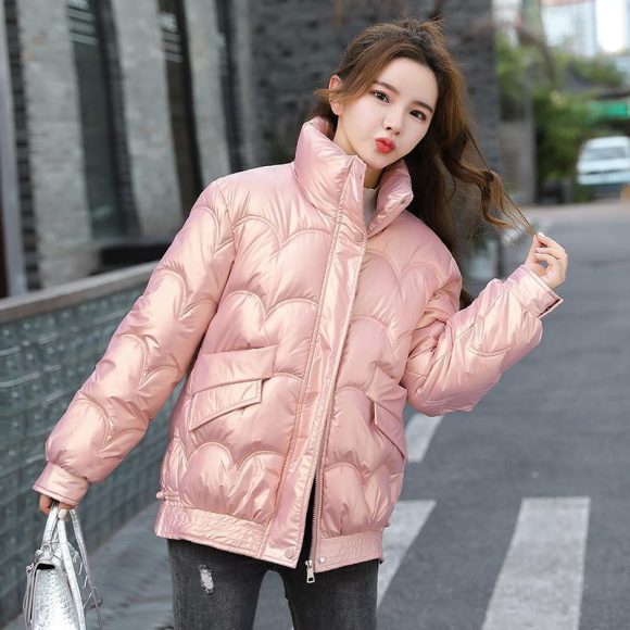 Women's Cotton-padded Coat Korean Style Quilted Jacket Stand Collar Cotton-padded Jacket - Image 5