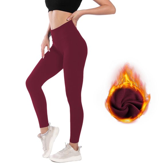 Women's High Waist Belly Contracting Warm Yoga Sports Leggings - Image 8