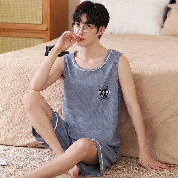 Men's Vest Sleeveless Pajamas Summer Pure Cotton - Image 3