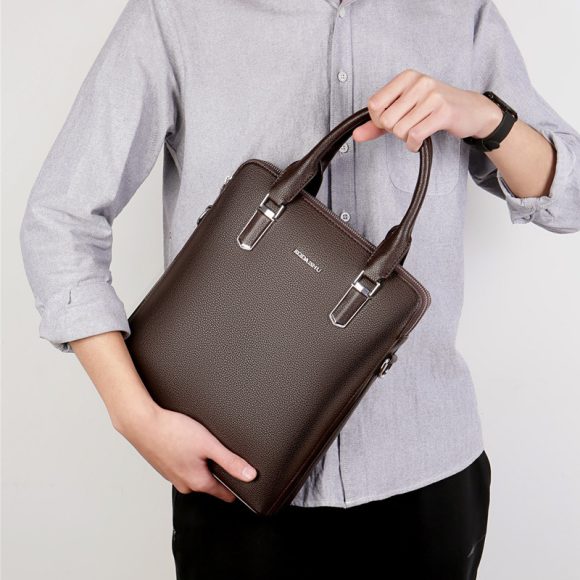 Men's Handbag Double Pull Large Capacity Business Computer Bag Authentic Leather Tactile Feel - Image 6