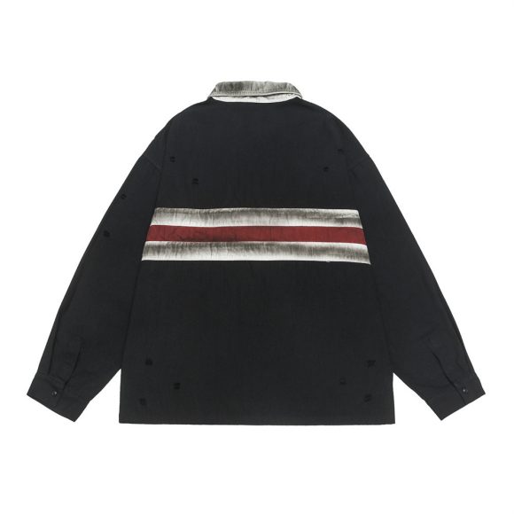 Color Contrast Patchwork Long Sleeve Polo Shirt Men - Image 5