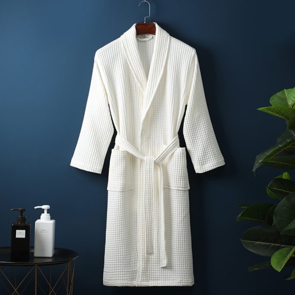 Pure Cotton Bathrobe Long Waffle All Cotton Nightgown - Image 2