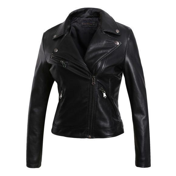European And American Tassel Oblique Zipper Leather Women's Slim Coat Motorcycle Street - Image 2