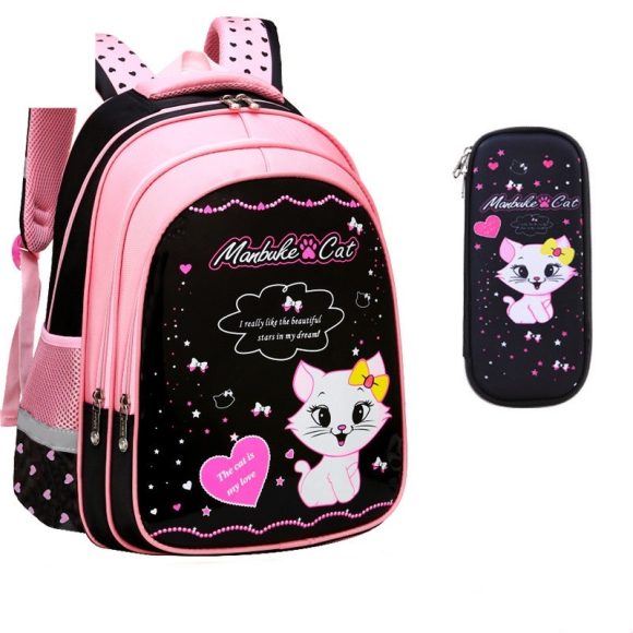 Kids School Cute Cat Print Backpack - Image 9
