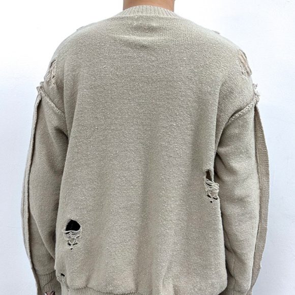 Winter New Retro Loose Fringe Design Round Neck Knitted - Image 2
