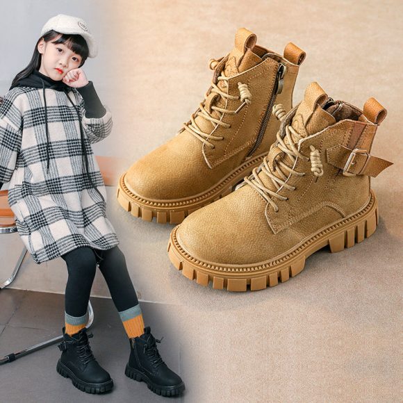 Boy Martin Boots Children Plus Fleece Shortautumn And Winter - Image 3