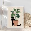 Cat Wall Art Drawing Cartoon Cute Canvas Painting - Image 2