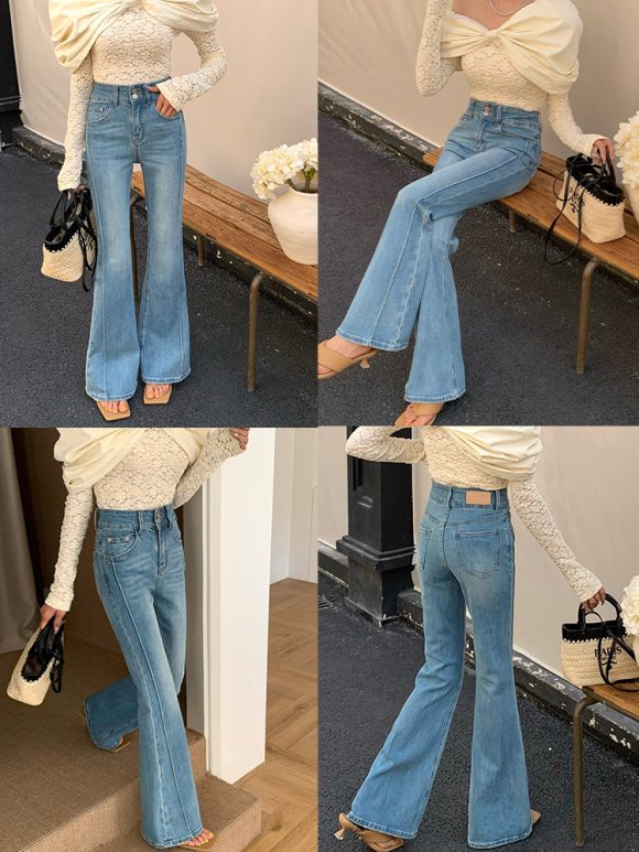 Women's High Waist Stretch Slim Bell-bottom Pants - Image 4