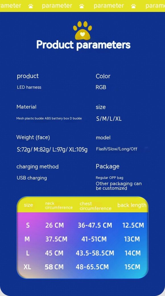 LED Luminous Dog Harness Led USB Charging Dog Chest Strap Vest Pet Safety Reflective Harness Pet Vest For Puppy Large Dog Pet Products - Image 6