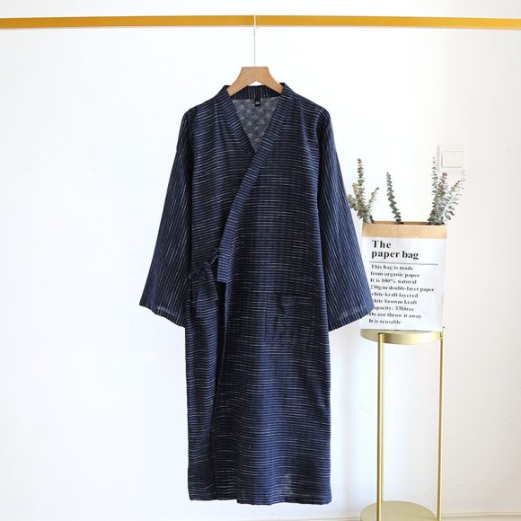 Summer Jacquard Gauze Cotton Kimono Thin Home Bathrobe Simple - Image 10