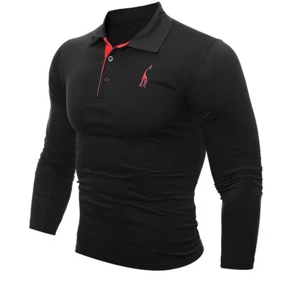 Embroidered Deer Digital Polo Collar Men's Long Sleeve - Image 6