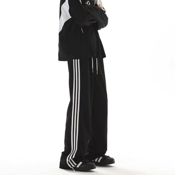 Side Striped Contrast Color Sports Casual Pants Men's Drawstring Elastic Waist - Image 4