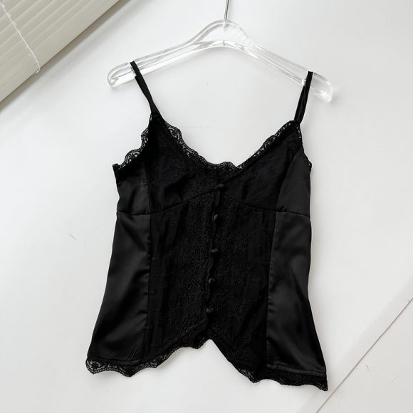 Lace Satin Sweet Slim Fit Small Slip Top 3403 - Image 2