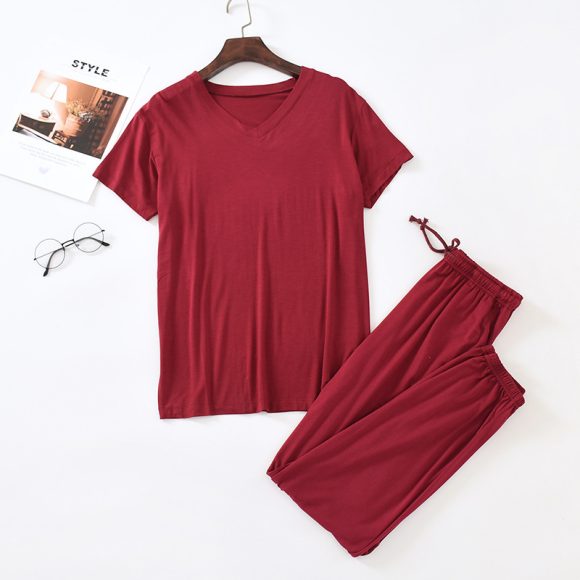 Men's Ice Silk Modal Short Sleeved Pants Set - Image 6