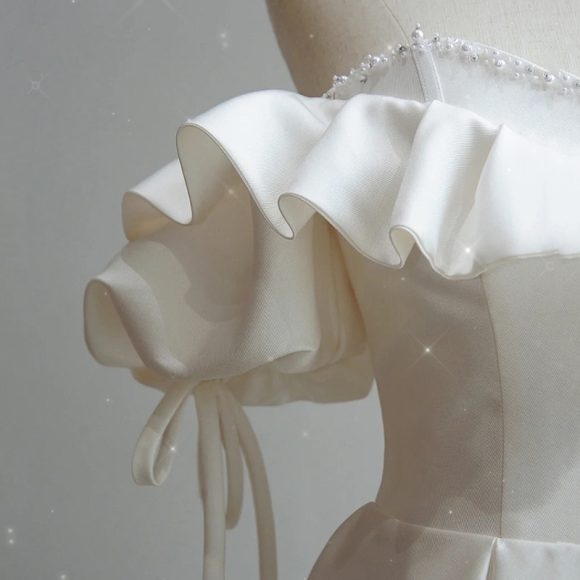 Satin Light Wedding Dress Bride French Super Fairy - Image 5