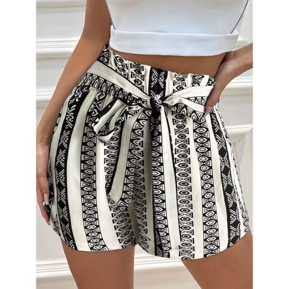 Belt Printed Casual Shorts For Commuter Women - Image 5