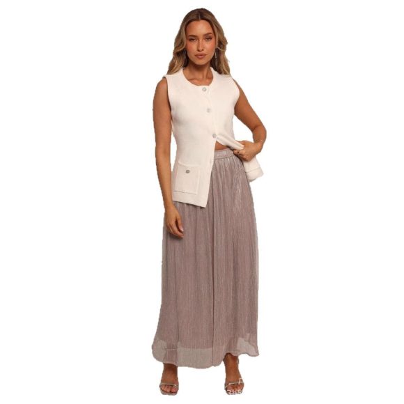 Solid Color Streamer Yarn Skirt Women's Summer High Waist Slimming A- Line Bright Silk Skirt French Style - Image 3