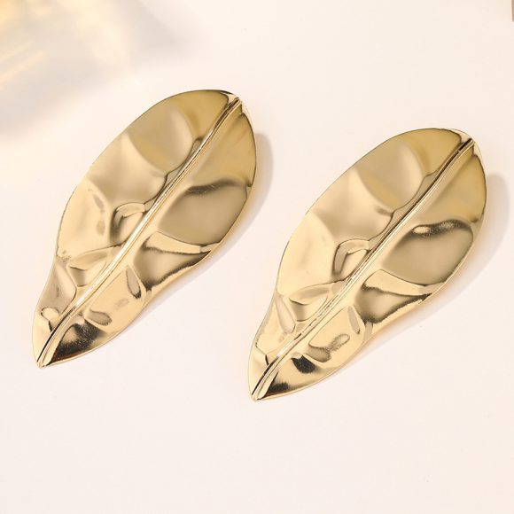 Europe And America Cross Border E-commerce Ornament Exaggerated Alloy Leaf Earrings - Image 4