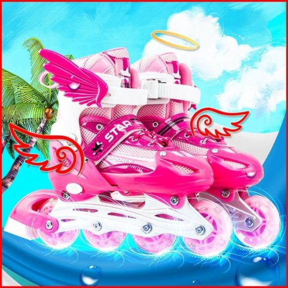 New Boy Girl Children Inline Skates Adjustable Size Flashing Roller Skating Boots for Kids - Image 6