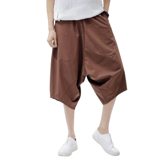 Men's Casual Retro Solid Color Cotton And Linen Lantern Pants - Image 3