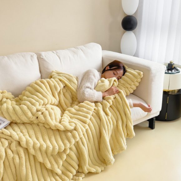 Soft Wind Bubble Velvet Blanket Warm Solid Rabbit Fur Blankets Double-sided Thickening Cover Throw Warm Fur Blanket - Image 6