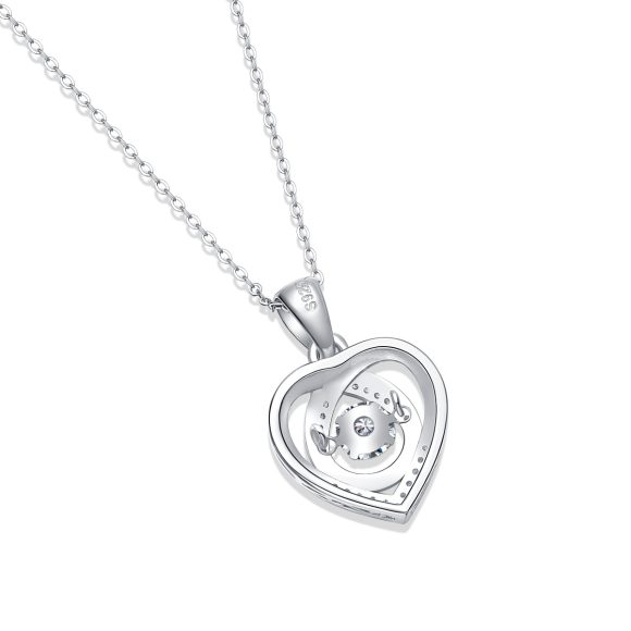 Heart To Have Your Luxurious Fashion Diamond Pendant Necklace Set With Mosan Diamond Silver Ornaments - Image 6