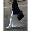 Women's Solid Color Acetate Satin Design Skirt - Image 2