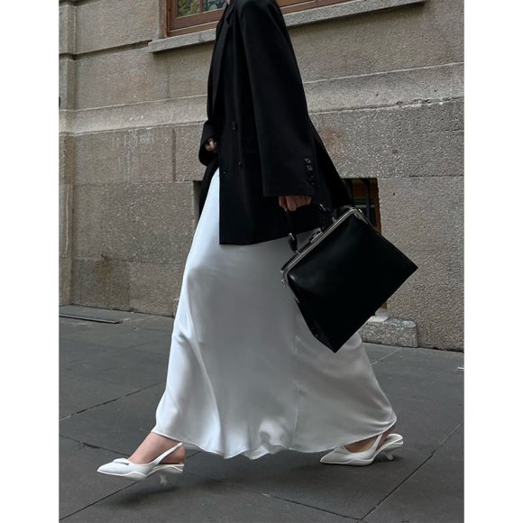 Women's Solid Color Acetate Satin Design Skirt - Image 2