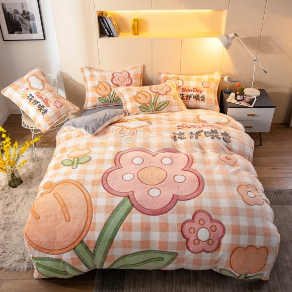 Four-piece Bedding With Velvet Sheets To Keep Warm Milk Velvet - Image 6