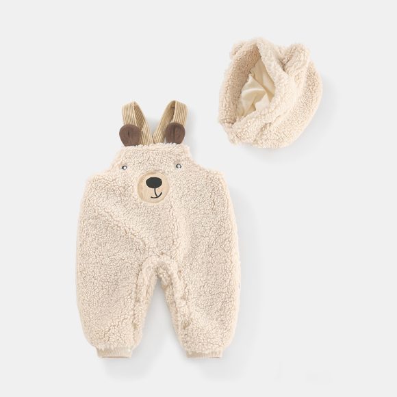 Baby Jumpsuit Autumn And Winter Plus Velvet Baby Clothing Bear Suspenders - Image 2