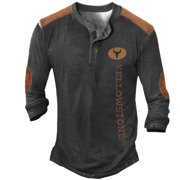 Men's Henley Shirt T-shirt Solid - Image 3