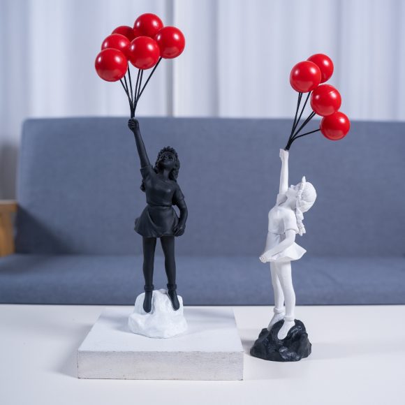 Little Girl With Balloon Art Sculpture Living Room Decorations Decoration Resin - Image 4