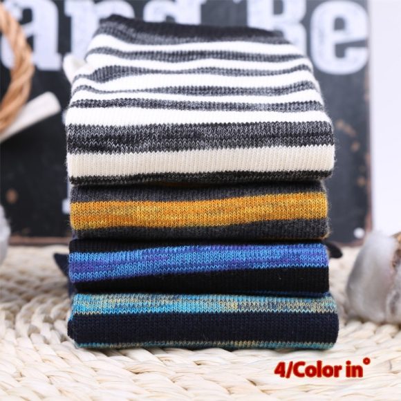 Niche Mixed Color Stripe Short Split Toe Cotton Socks - Image 2