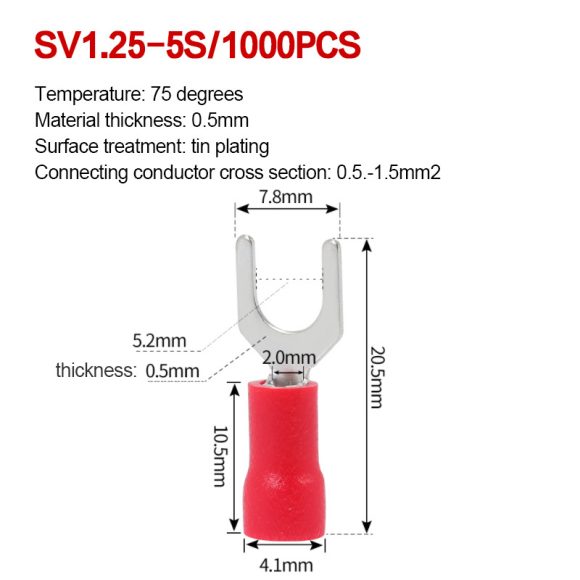 SV Series Cold-pressed Fork-shaped Pre-insulated Terminal Blocks - Image 2